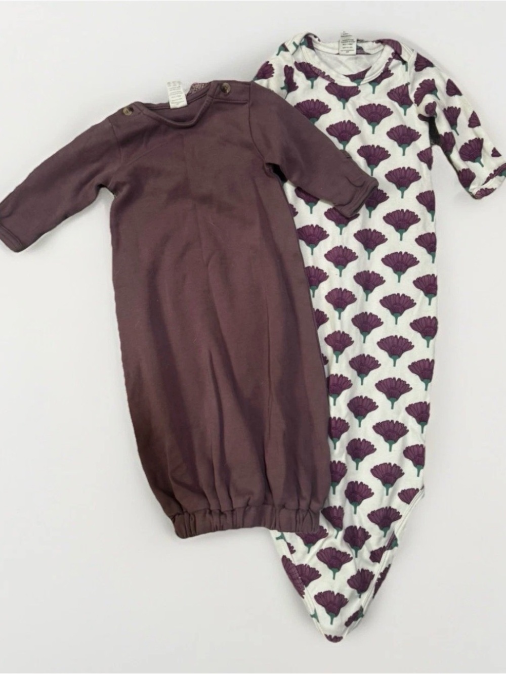 Kate Quinn Bundle Organic Cotton Baby Girls Sleep Gown Purple White size 0-3m